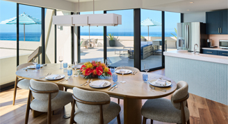 The interior of the Royal Huaka'i presidential suite at the OUTRIGGER Kona Resort & Spa in Hawaii. 