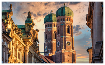 Image of the roof of a church in Munich.