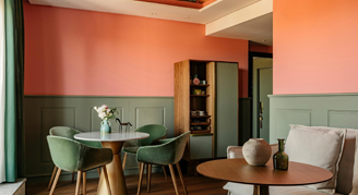 A seating and dining area.