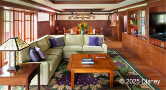 Image of the living area of a Three-Bedroom Arroyo Suite.