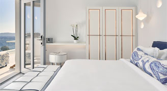 Image of a single bed in a Sea-View Superior Room.