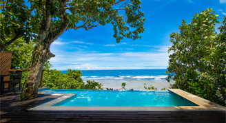 A view from the Ocean Bure plunge pool looking out towards the ocean.