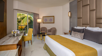 warm tone tropical view bedroom 