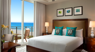 Image of a single bed in the Two-Bedroom Ocean-View Room at Palm Beach Marriott Singer Island Beach Resort & Spa.