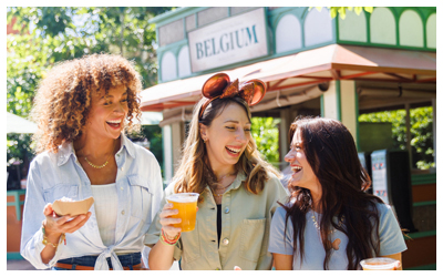 A view of friends travelers laughing together.