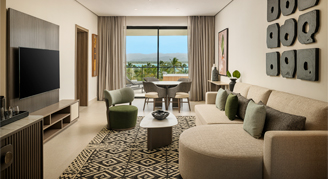 Photo of Club Azure Tropical-View One-Bedroom Suite living area space.