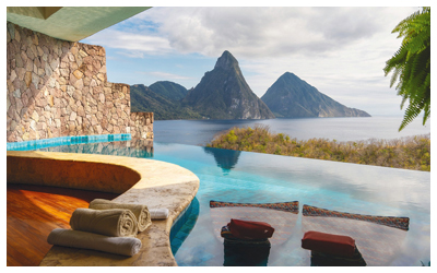 Private pool with view of mountain at Jade Mountain Resort in Saint Lucia