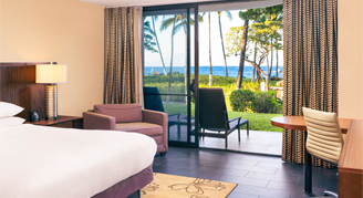 Ocean view room with a balcony