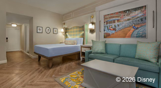 Disney's BoardWalk Villas mobility room with a garden view