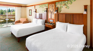 Image of two beds in a Partial-Theme Park-View Room.