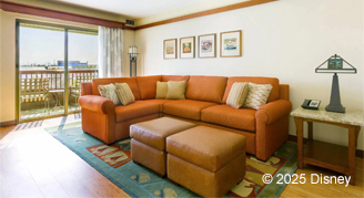 Image of the living room area of the One-Bedroom Suite.