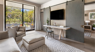 Image of a living area in a Bridgeview Suite.