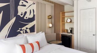 Guest room with one king bed.