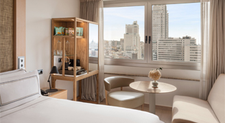 City view with warm toned room at Melia Madrid Princesa