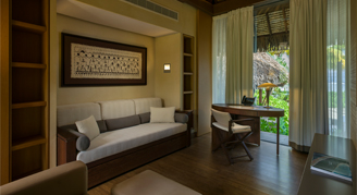 Image of a living area in a Family One-Bedroom Villa.