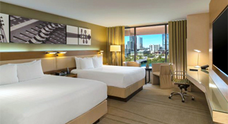 Image of two beds in a Lake-View Room.