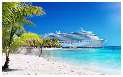Cruise ship in tropical location