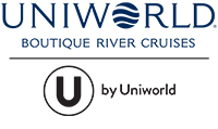 Uniworld Boutique River Cruises logo, links to cruise line website with information about vaccination requirements.